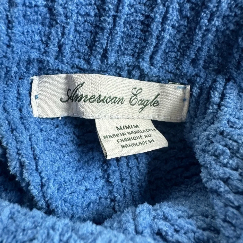 American Eagle Sweater Women’s M Blue Long Sleeve Mock Neck Knit Pullover - Picture 3 of 7